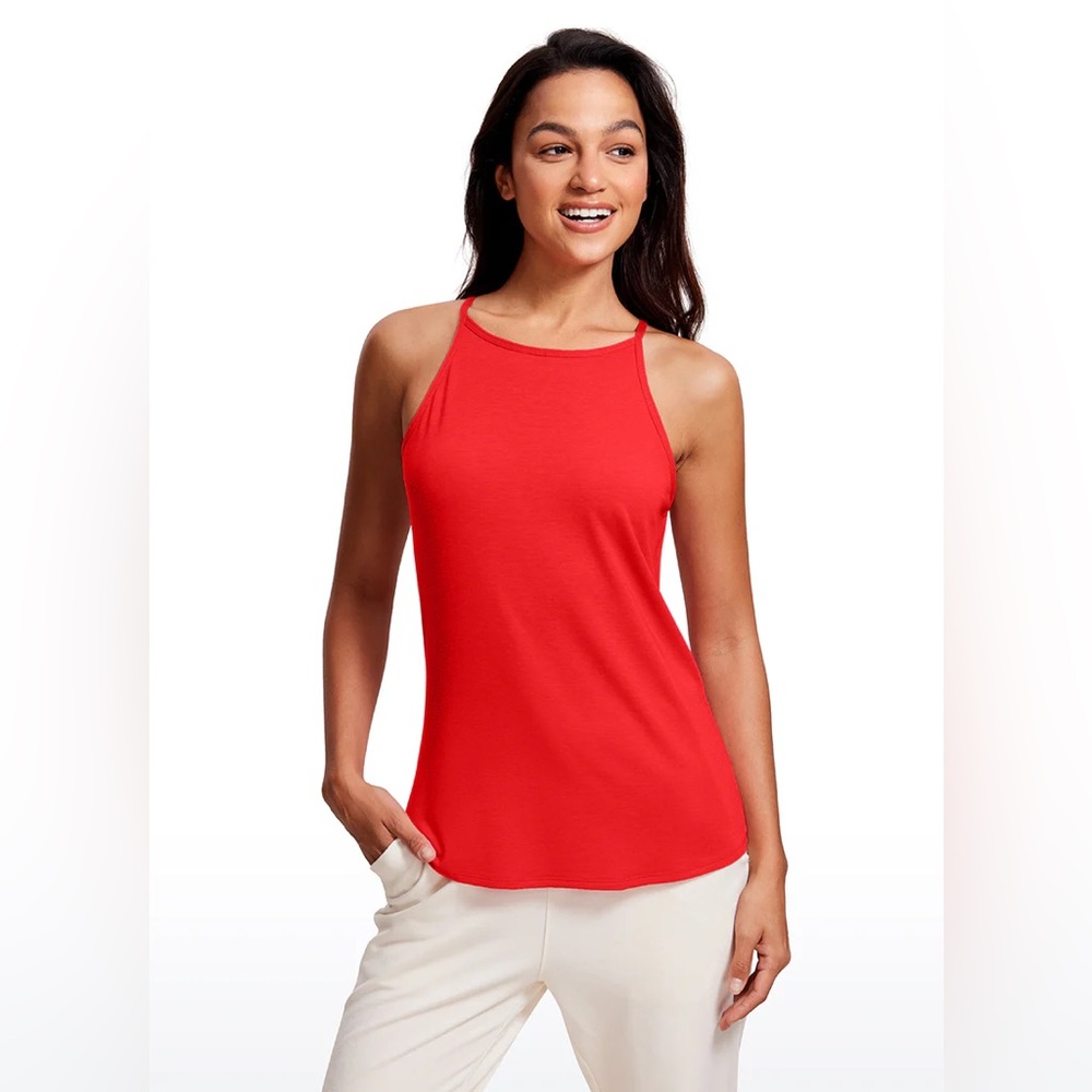 Halter Hip-Length High Neck Tank